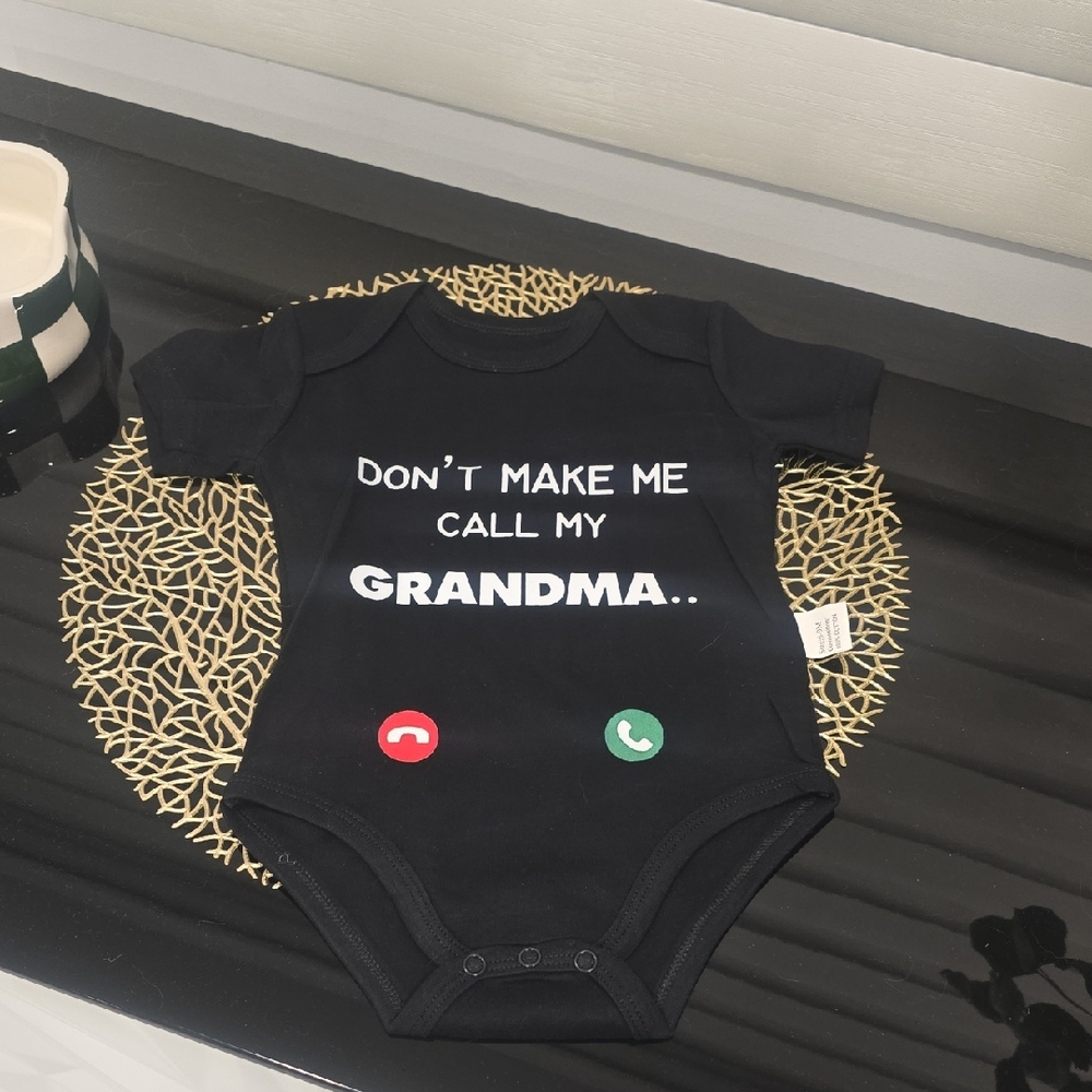 Playful Black Bodysuit - Don't Make Me Call My Grandma NEW